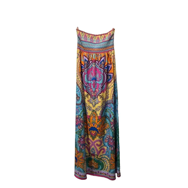 Womens Flying Tomato Maxi Smocked Strapless Dress Womens L Multicolor Paisley - Image 4
