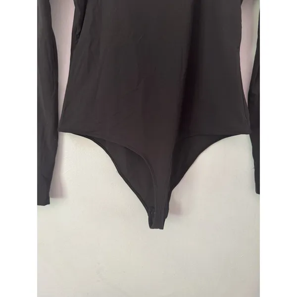 NWT Quince Second Skin Square Neck Long Sleeve Body Thong Bodysuit Black Large - Image 7