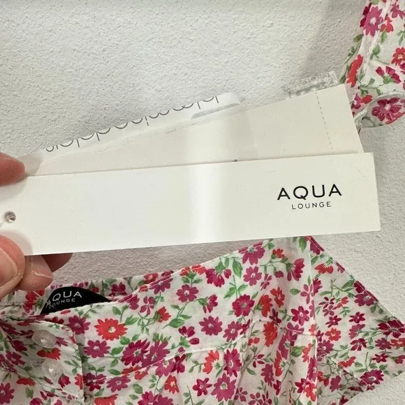Aqua Lounge Size L Ruffle Sleeve Cotton Poplin Button Front Tank Pajama Top‎ NWT - Image 12