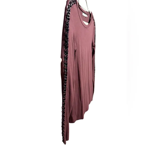 Bailey 44 Burgundy Dress with Black Chain Trim on Arm‎ Sz S *flawed* - Image 4
