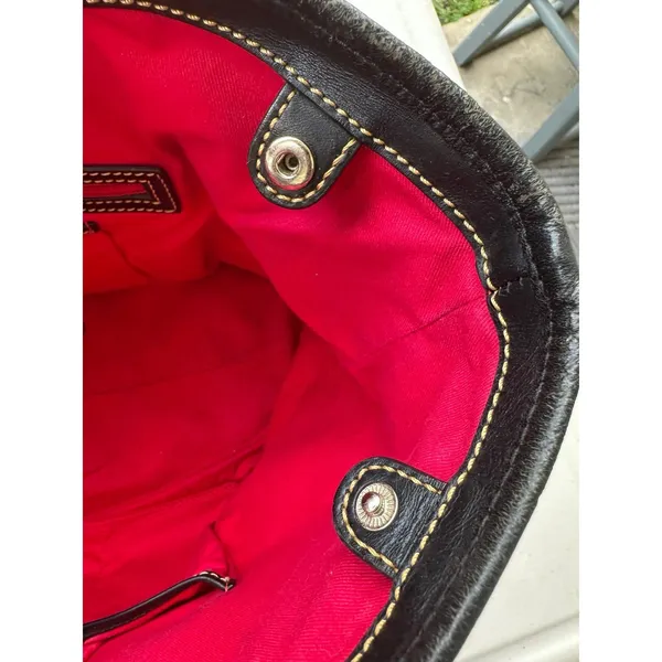 Dooney & Bourke #K0339891 Black Nylon Leather Trim Snap Buttons Pocket Tote Bag - Image 8