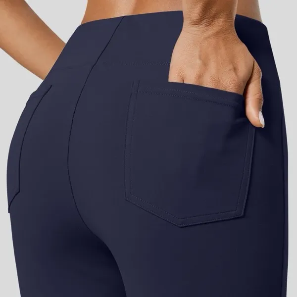 Halara Dress Pants Womens XS Navy High Waisted Bootcut Pull-On Back Pockets - Image 4
