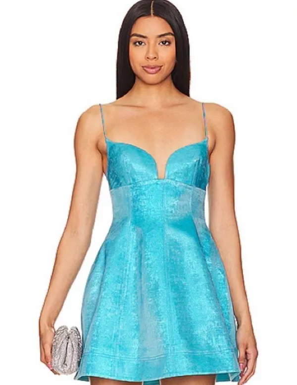 NWT ACLER MORNINGTON Blue MINI DRESS. Size 2 - Image 3