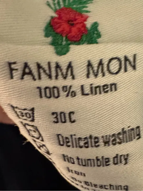 FANM MON Navy Linen Mini Dress with Floral Embroidery | XS - Image 6