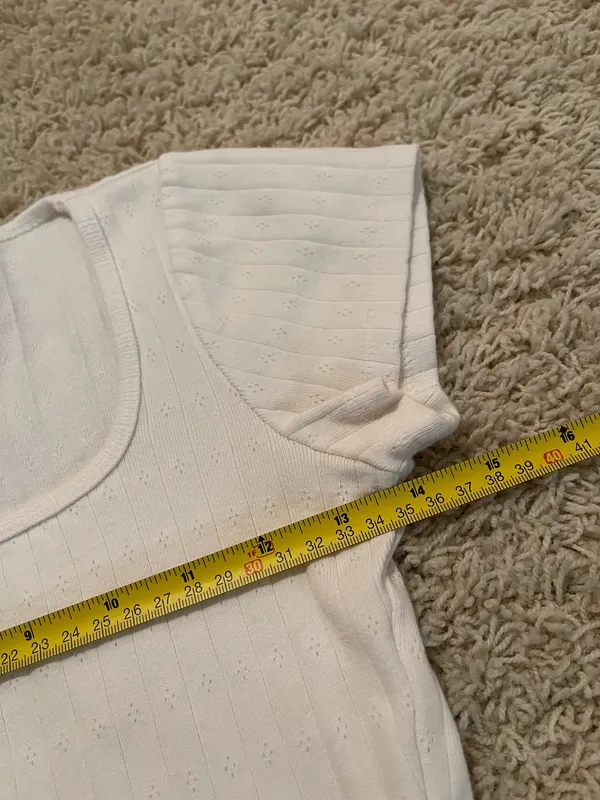 White Pointelle Bow Top - Image 3