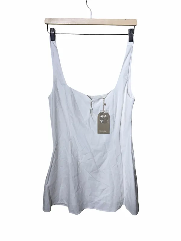 New Meshki Tandie Linen Flare Mini Dress White Size Large - Image 6