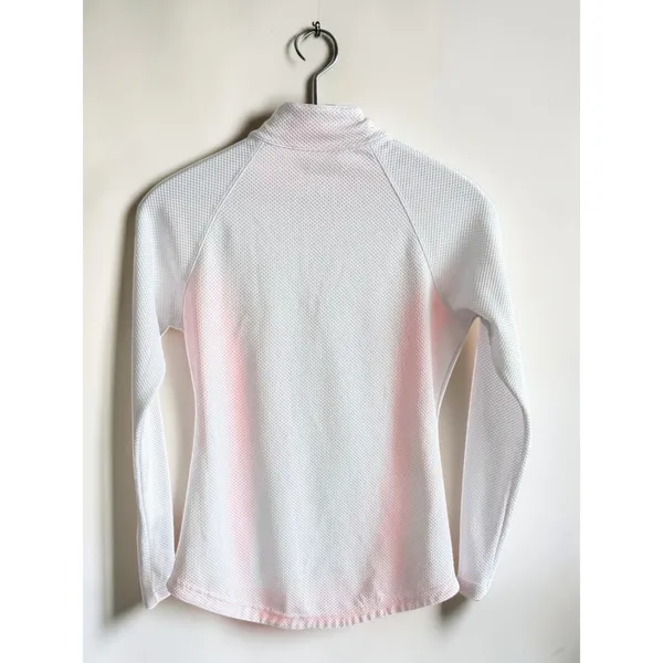Avia Womens Quarter Zip Athletic‎ Pullover White Neon Orange Mesh Running Top S - Image 2