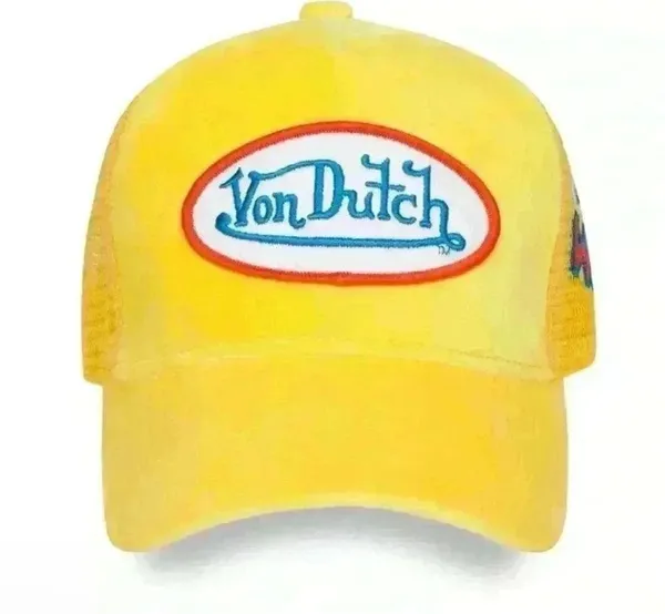NWT Von Dutch Velvet Yellow Trucker Hat - Image 4