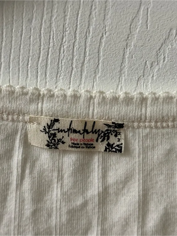 Free People End Game Pointelle Baby Tee in White - Image 4
