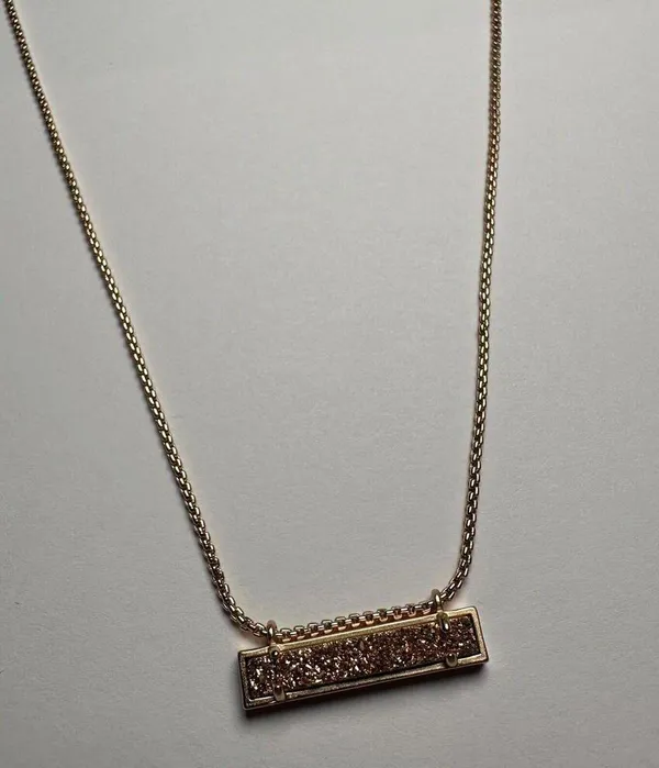 Kendra Scott Leanor Druzy Pendant Rose Gold Tone Necklace Adjustable Length - Image 3