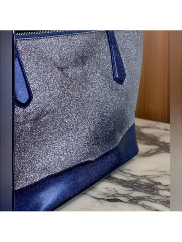 Kate Spade Lola Joely Large Glitter Carryall Tote in Dusk Navy Blue GUC - Image 6
