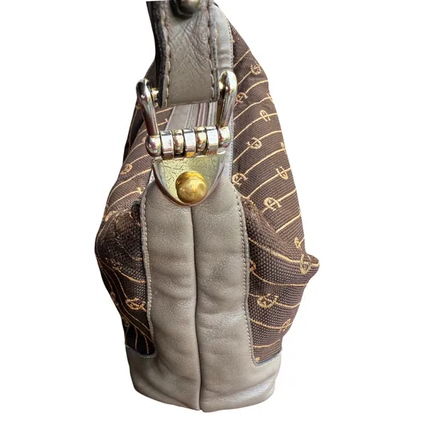 Etienne Aigner Vintage Monogram Logo Shoulder Bag Brown‎ Canvas Leather Trim - Image 10