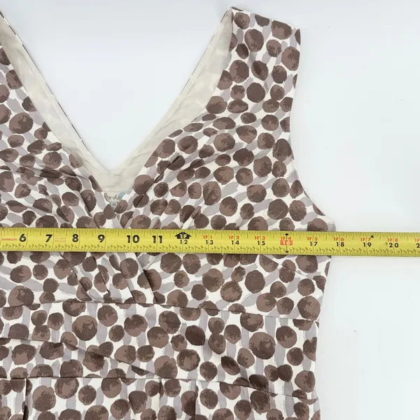 Boden WH251 Women Brown Polka Dot V-Neck Sleeveless Cotton Sheath Dress Size 10R - Image 4