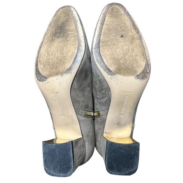 Minimalist Suede Ankle Booties Taupe Gold‎ Heel Marion Parke 39 - Image 8