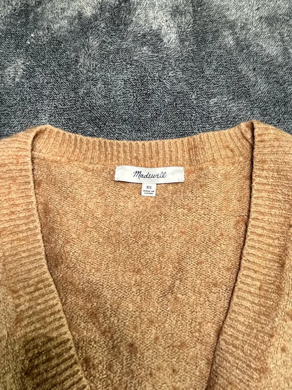 Madewell Knit Cardigan XS Tan Button Front Cropped Sweater - Image 2