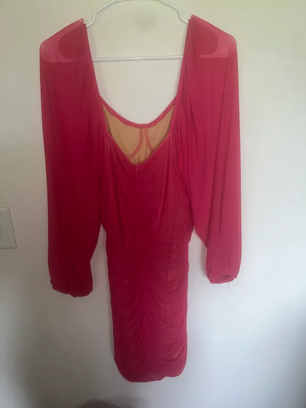 Ruched Bodycon Dress Pink Size L - Image 2
