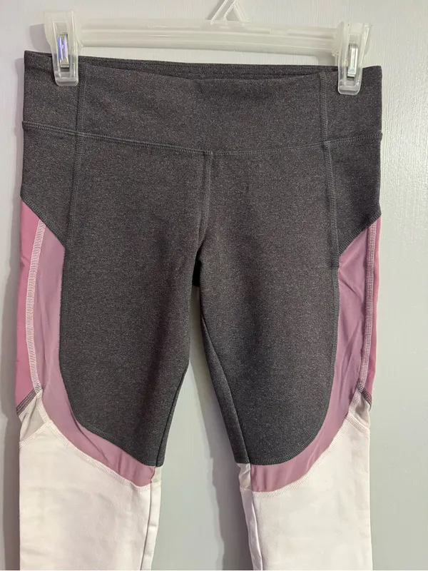 ALO Yoga Colorblock Leggings in Charcoal Mauve White Size Small - Image 9