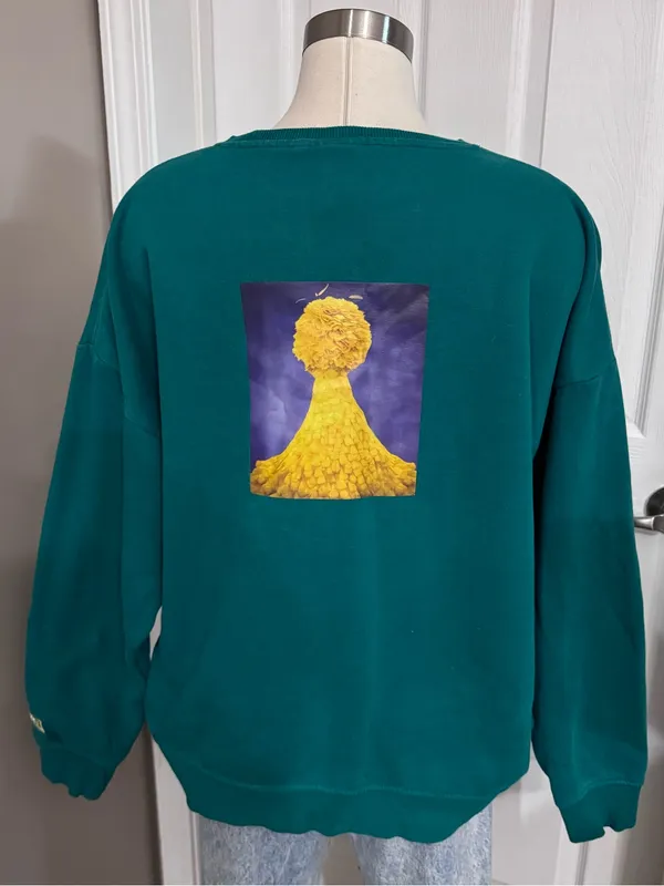 H&M Sesame Street Big Bird Graphic Sweatshirt Green Oversized Large - Image 3