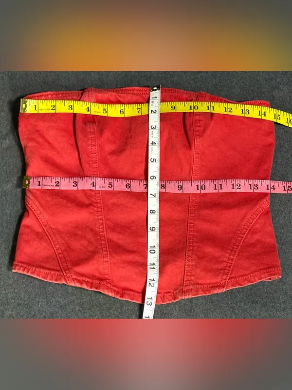 Universal Threads New Red Strapless Corset Denim Tube Top Size 4 - Image 3