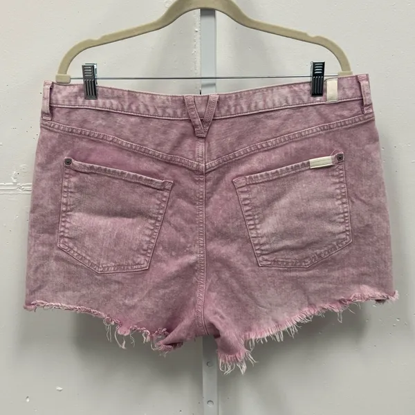 7 For All Mankind Monroe Cuttoff Denim Short Pink‎ Raw Hem Button Fly W32 - Image 2