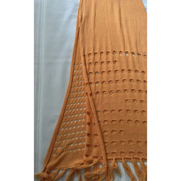 Vici Caliana Tassel Cover-Up Maxi Dress Size L Orange Boho Style Sleeveless EUC - Image 13