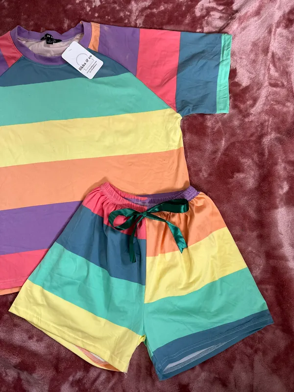Boutique RAINBOW STRIPED PJ SET - Image 2