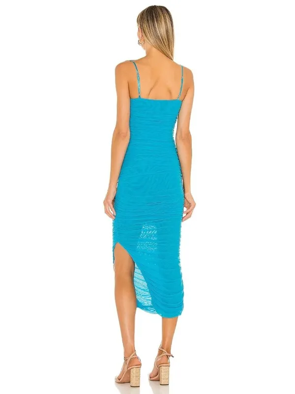 SNDYS Simone Midi Mesh Dress in Blue Xsmall New Womens Bodycon - Image 2