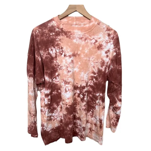 Free People Women's Long Sleeve Be Free Tie Dye Tee Shirt Top Orange Small - Image 4