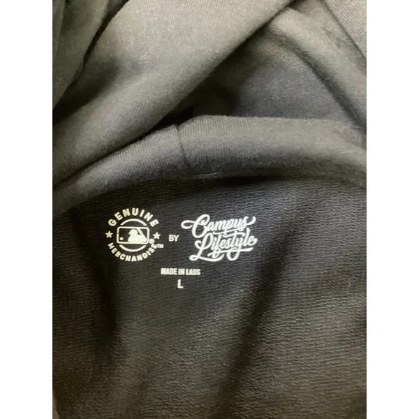 Atlanta Braves MLB Womens Navy Cropped Hoodie Campus Lifestyle Size‎ Large NWT - Image 3