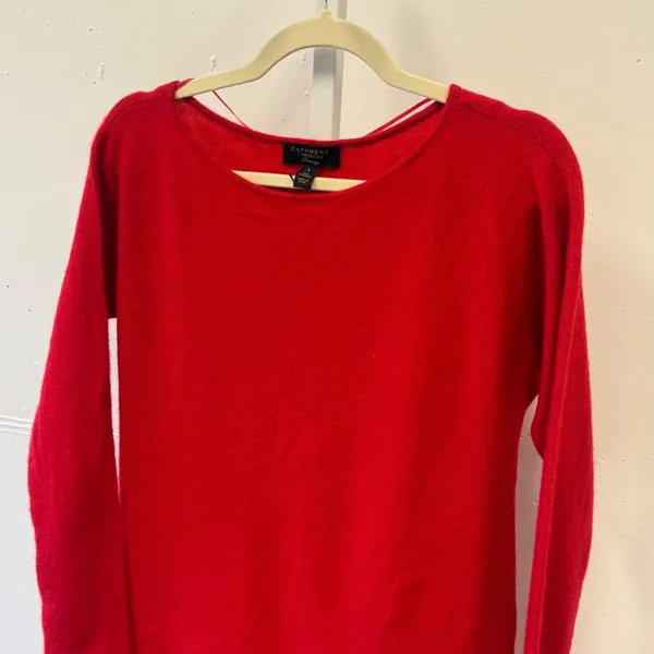 Charter Club Luxury Red 100% Cashmere Crew Neck Sweater Pullover Small Knit‎ - Image 4