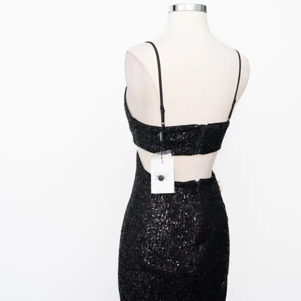 Bardot Black Sequin Cutout‎ Dress - Extra Small - Image 12