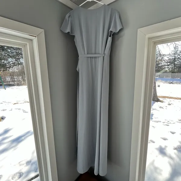 Show Me Your Mumu Noelle Flutter Wrap Dress‎ Dusty Blue Size Small - Image 7