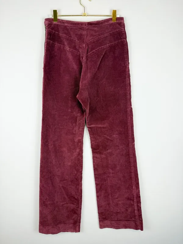 Prairie Underground Yr Arrow Pants Burgundy Wine Corduroy Wide Leg Size Small - Image 6