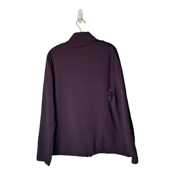 Zara Jacket Women‎ XL Burgundy Black Trim Mock Neck Full Zip Track Jacket - Image 2