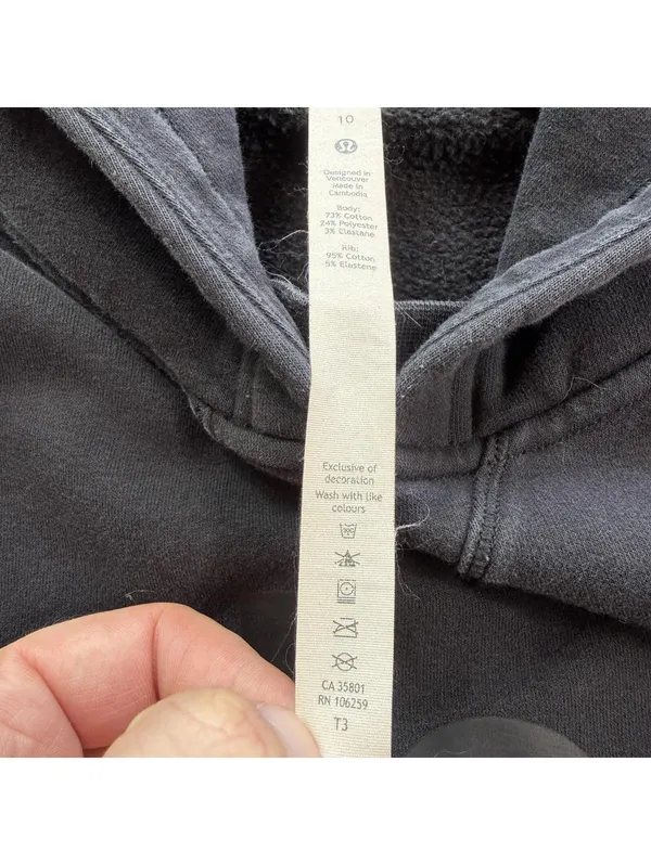 Lululemon Black Pullover Hoodie 10 Womens Athleisure Minimal Logo Sweatshirt - Image 4