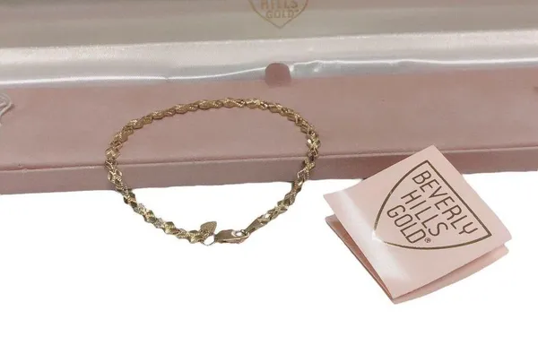 Vintage Beverly Hills 14k Gold Diamond Cut Link tennis Bracelet 7" Lobster Clasp - Image 5