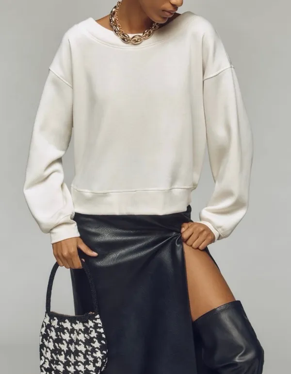 Anthropologie Maeve Bow-Back Oversized Sweatshirt, Size M - Image 4