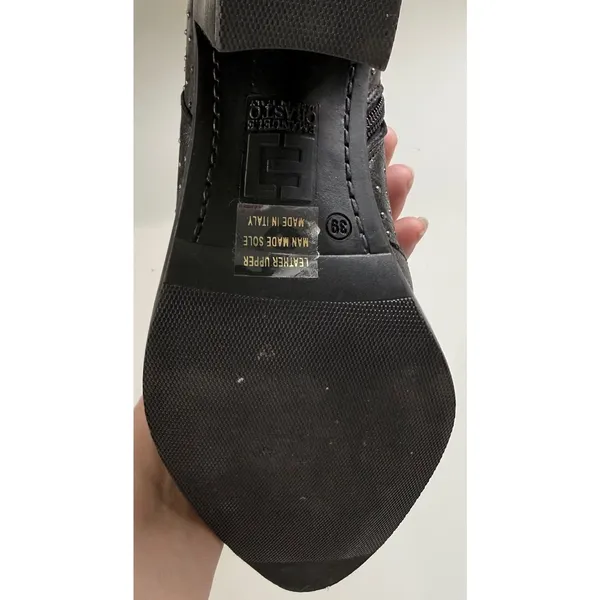 Emanuele Crasto‎ Italy Studded Black Leather Western Ankle Boots Grunge 39 NWT - Image 11