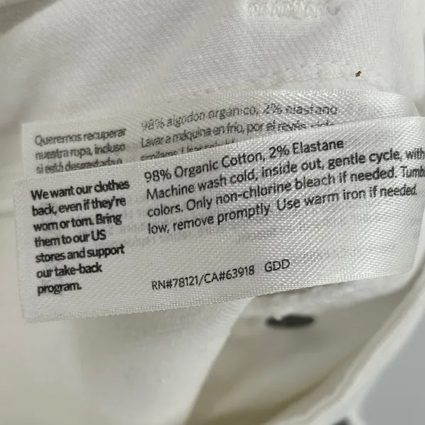 Eileen Fisher White Organic Cotton Straight Leg Jeans Size 6‎ Minimalist READ - Image 4