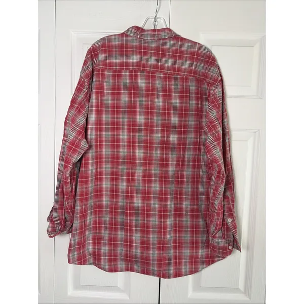 Abercrombie Fitch Womens Medium Red Plaid‎ Cotton Button Down Oversized vintage - Image 4