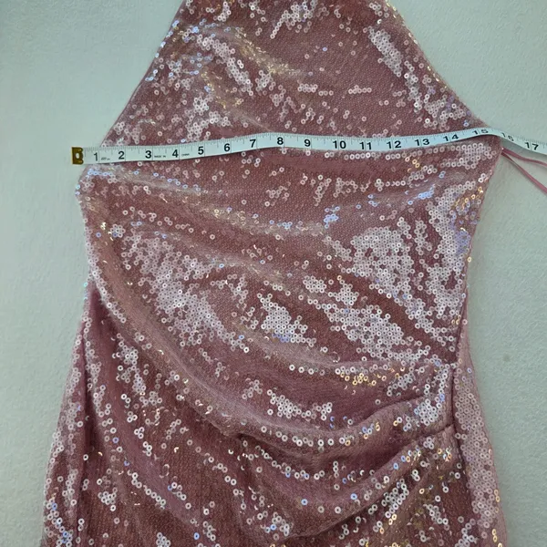 Superdown NWT Minkah Pink Sequin Halter Open Back Mini Dress Size S - Image 9
