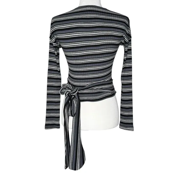 Free People Small Always‎ With Me Striped Faux Wrap Long Sleeve Tee - Image 8