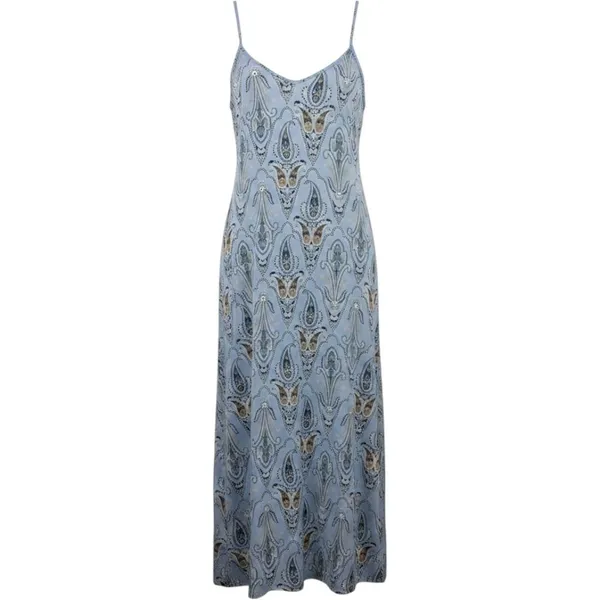ONeill Womens S Blue Paisley V-Neck Spaghetti Strap Midi Dress Boho Beach Travel - Image 2