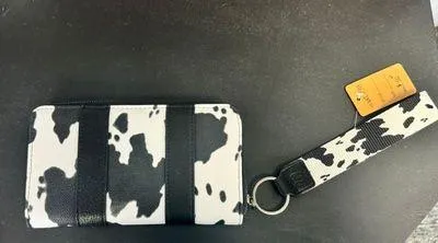 Allover Cow Print Wallet Clutch With Strap - Image 2