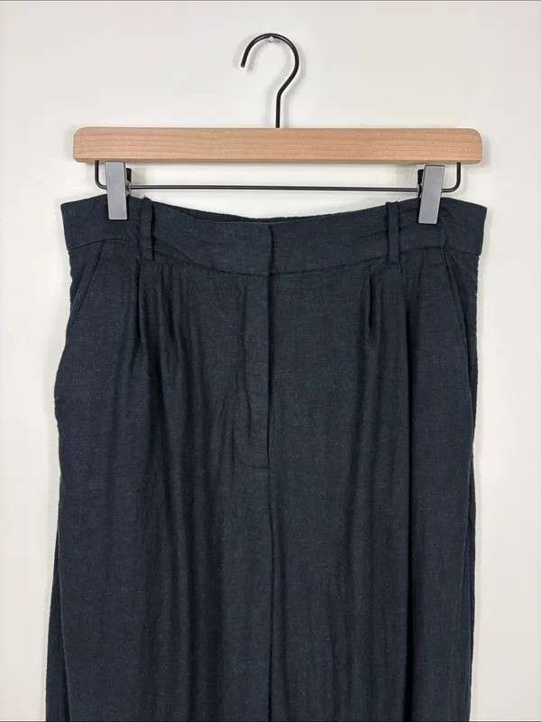 Abercrombie Linen Wide Leg Trousers Pants Black Women’s Size 30 10 Pleated - Image 3