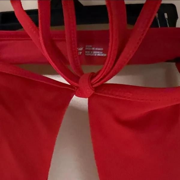 aerie Red Halter Tie-Front Swim Top - Image 3