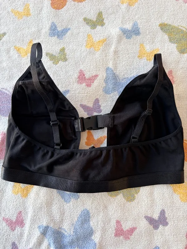 Club Exx | Black Buckle Utility Rave Bralette Top | L - Image 4