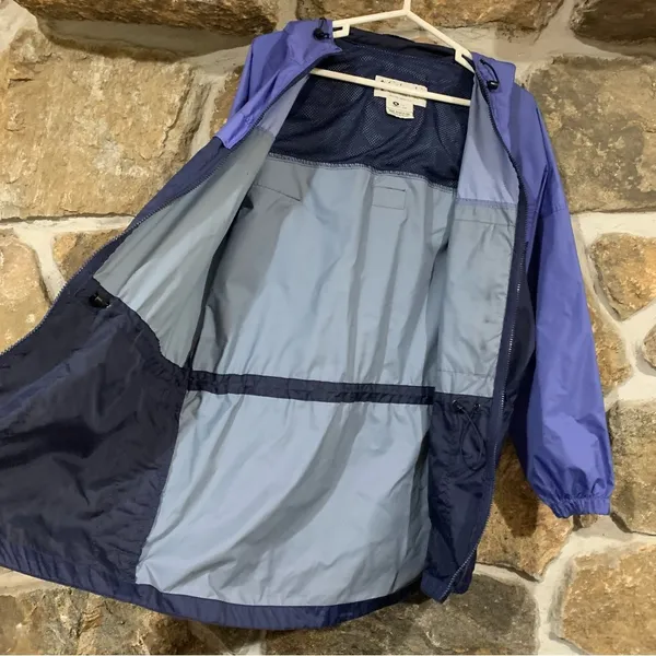Vintage Purple Columbia Long Thin Lightweight Windbreaker Jacket w Logo Spellout - Image 3
