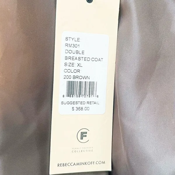 Rebecca Minkoff Faux Shearling Double Breasted Brown Coat XL - Image 6