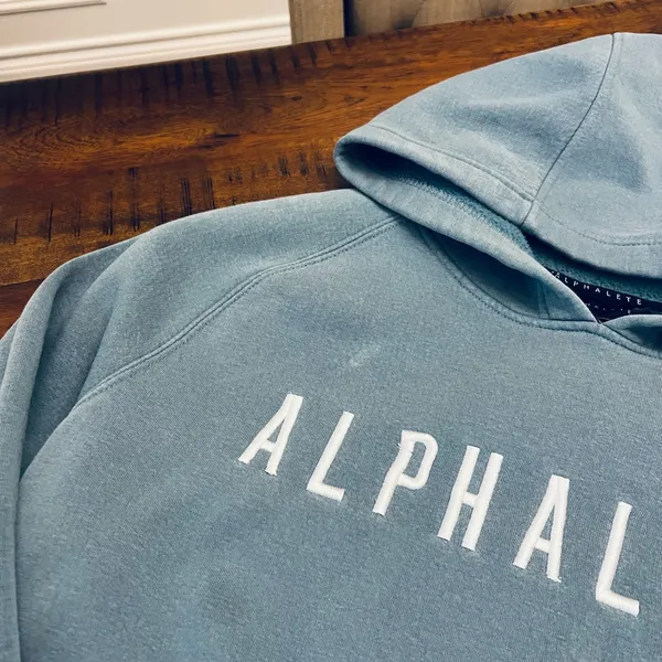 Alphalete Hoodie Sweatshirt Blue Women’s Medium Unisex Fit Oversized Cozy Gym - Image 2